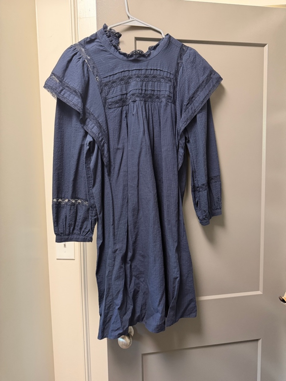 Blue Prairie-Style Long Sleeve Dress